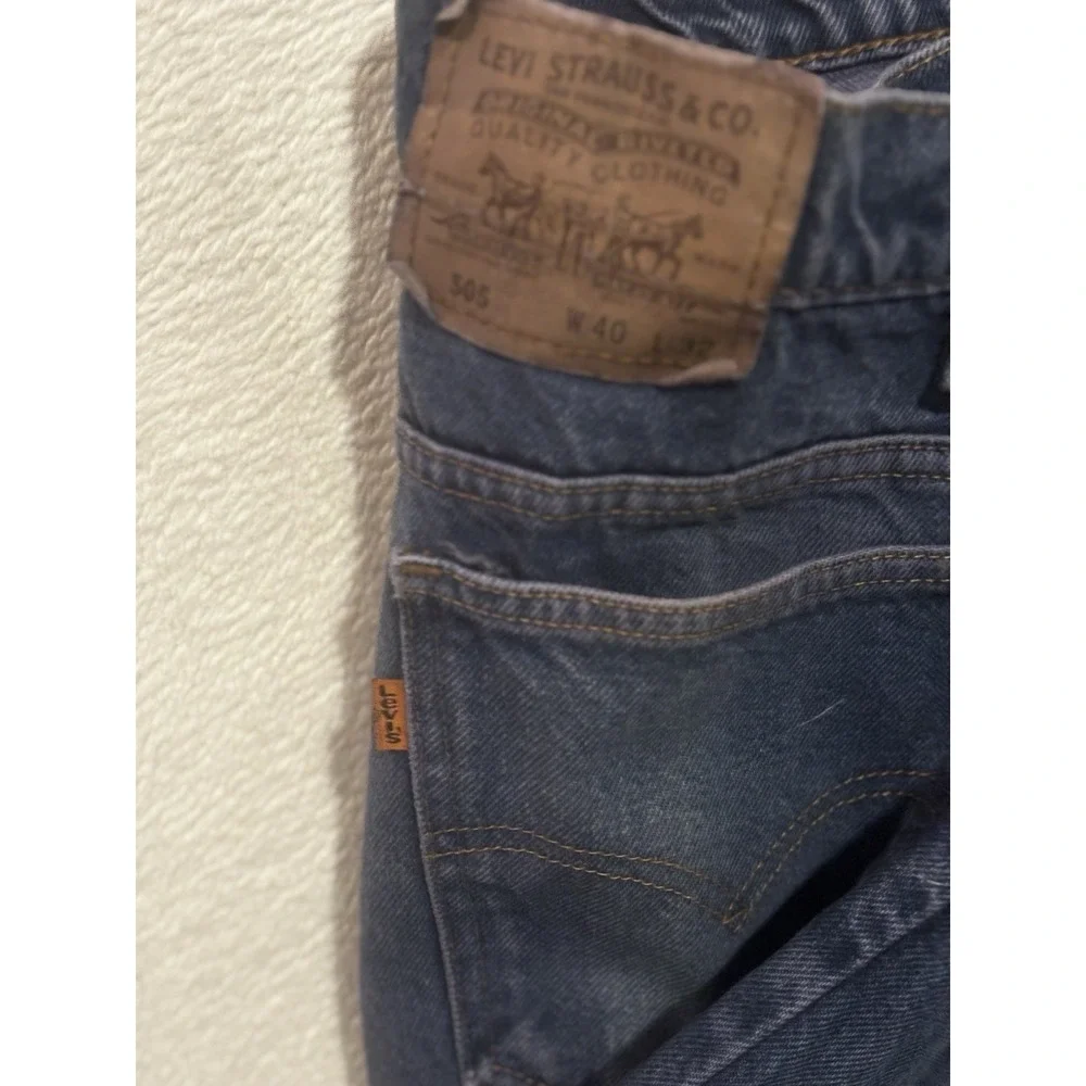 Vintage Levi's 505 Orange‎ Tab Jeans Men's Size 40x31.5 Y2K Zipper Fly Dark Wash